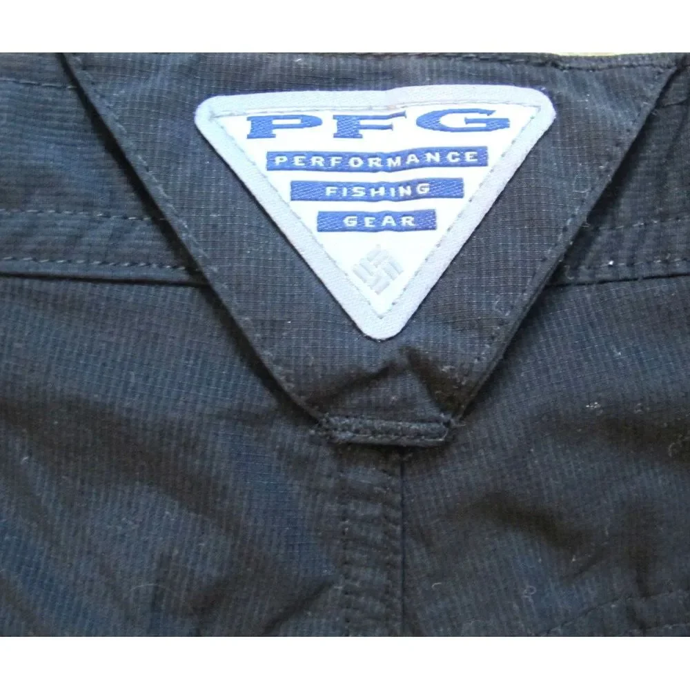 Columbia PFG Flat Front‎ Casual Black Nylon Shorts Men's Size 38 10